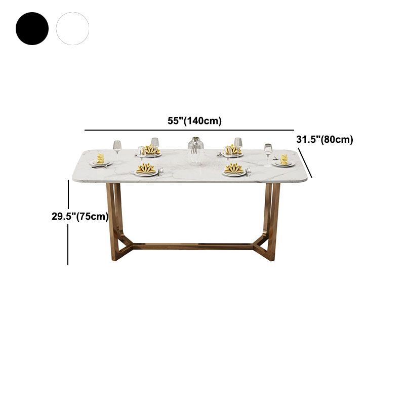 Sintered Stone Table for Restaurant Luxury Dining Table with Trestle Base Clearhalo 'Dining Tables & Seating' 'Dining Tables' 'dining_table' 'furn' 'furn_dining_table' 'Furniture' 'furniture_dining_table' 'Kitchen & Dining Furniture' 'kitchen' 'kitchen_dining_table' 1200x1200_e44cb711-00ad-46e4-a026-2d42f0172730
