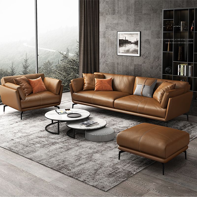 32" High Contemporary Square Arm Standard Sofa with Loose Back for Living Room, Brown Clearhalo 'furn' 'furn_sofas' 'Furniture' 'furniture_sofas' 'Living Room Furniture' 'Sofa' 'sofas' 1200x1200_e44d24fd-7730-4199-9644-270cb04bebf5