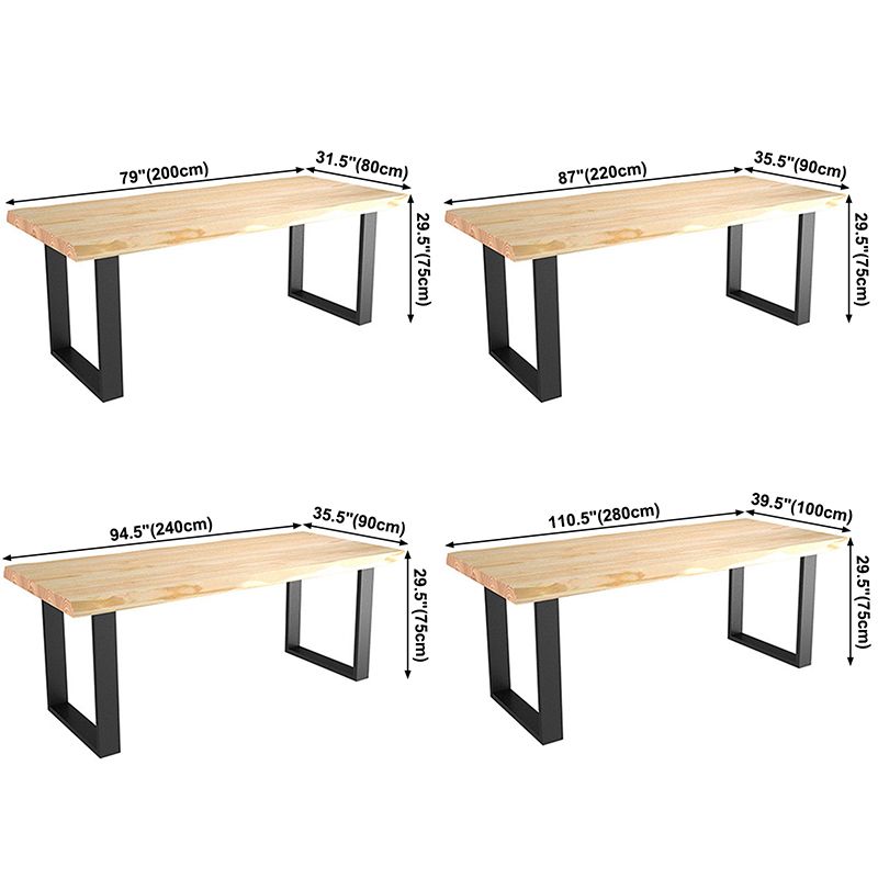 Rectangle Solid Wood Table Modern Dining Table with Metal Base and Double Pedestal for Restaurant Clearhalo ' dining_table' 'Dining Tables & Seating' 'Dining Tables' 'Furniture' 'furniture_dining_table' 'Kitchen & Dining Furniture' 'kitchen&dining_furn' 'kitchen' 'kitchen_dining_table' 1200x1200_e44dd393-e0bc-4186-a1e2-582bbce27030