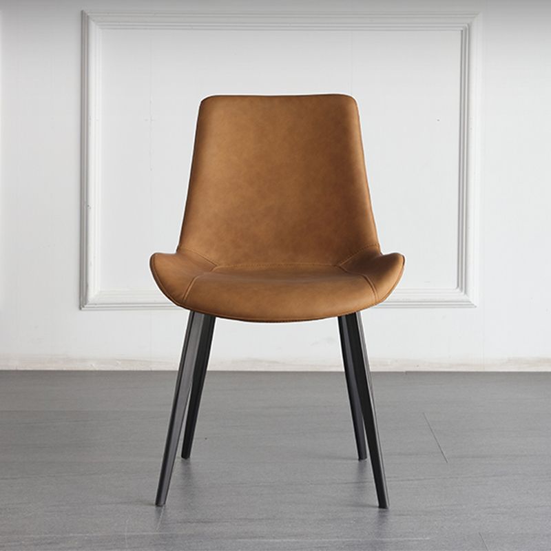 Contemporary Leather Restaurant Side Chair Solid Back Dining Chair Clearhalo ' kitchen&dining_furn' 'Dining Chairs' 'Dining Tables & Seating' 'dining_chair' 'furn' 'furn_dining_chair' 'Furniture' 'furniture_dining_chair' 'Kitchen & Dining Furniture' 'kitchen' 1200x1200_e44f66ce-f753-437a-a71f-a96340726a89