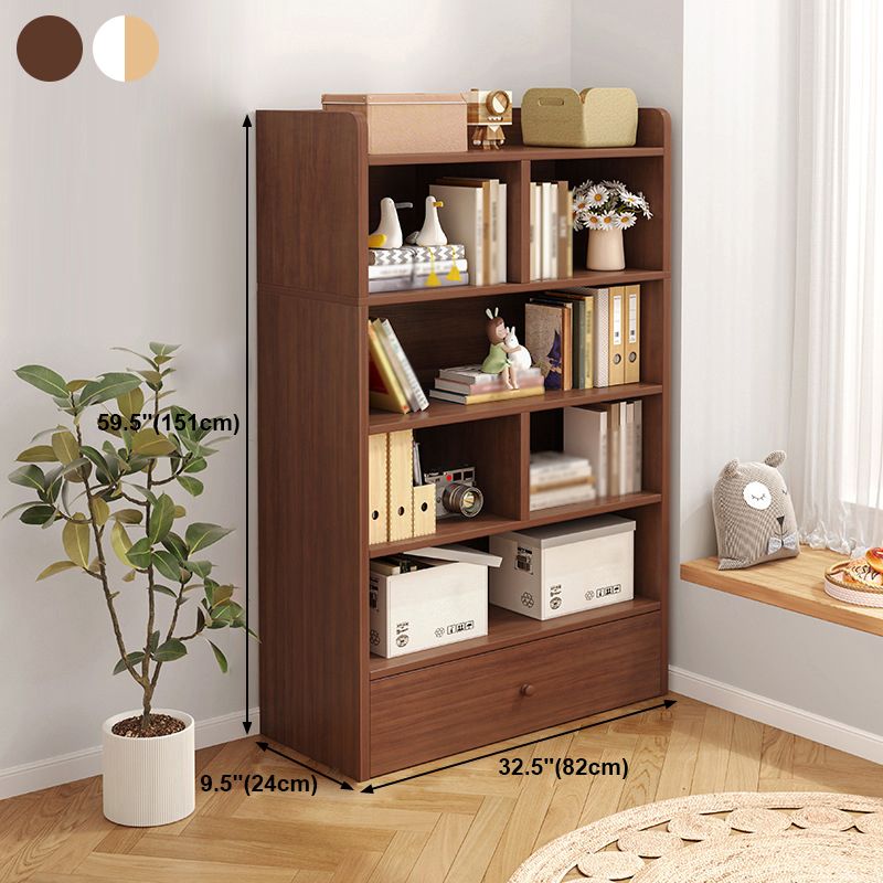 Modern Standard Bookcase Shelves Closed Back Bookshelf with Drawer in Engineered Wood Clearhalo 'Bookcases' 'furn' 'furn_bookcases' 'Furniture' 'furniture_bookcases' 'kitchen' 'kitchen_bookcases' 'Living Room Furniture' 'Office Furniture' 1200x1200_e4522ab5-2641-49c7-8dcb-a3f23e2c607f