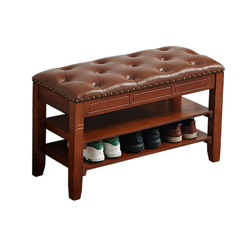 13.65-inch W Traditional Entryway Bench Solid Wood Seating Bench with Upholstered Clearhalo 'Benches' 'Chairs & Seating' 'furn' 'furn_benches' 'Furniture' 'Living Room Furniture' 1200x1200_e4538b11-052d-46b5-bdc8-5a4be63e93b2