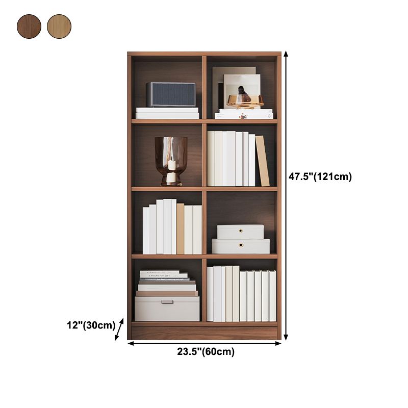 Brown Modern Style Bookshelf Closed Back Wood Bookcase for Home