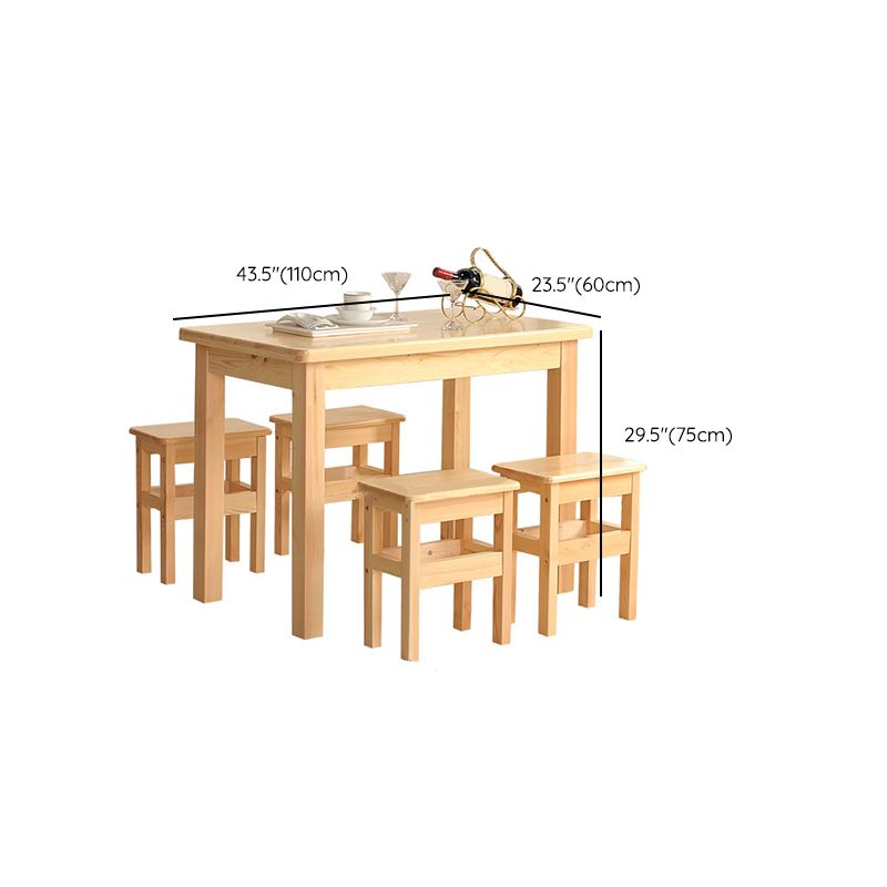 Modern 1/5 stuk massief houten eetkamer rechthoekige meubelset