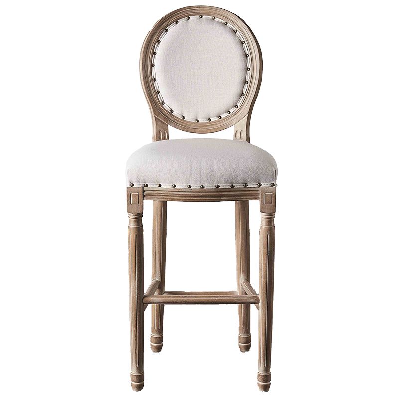 Volledige rug gestoffeerde armloze barkruk met massief houtbasis