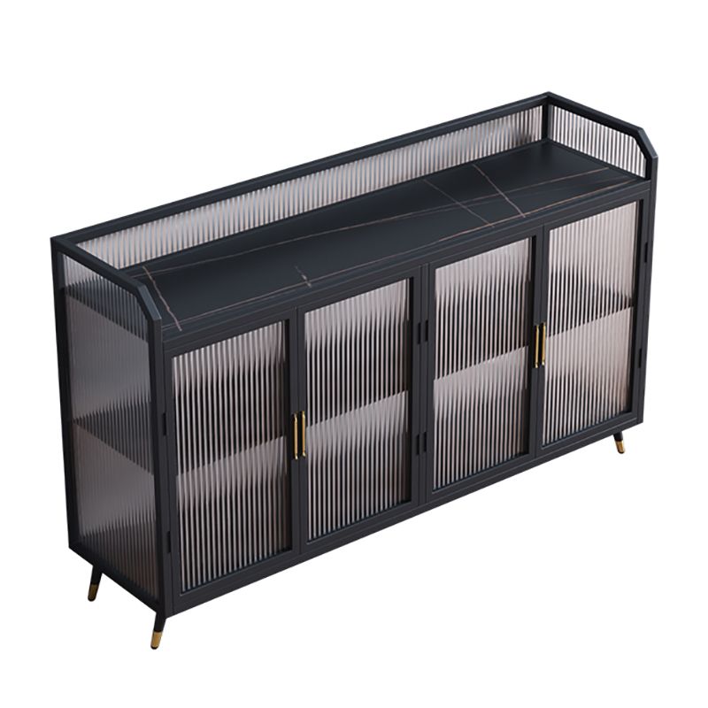 Glam Iron Sideboard Glass Doors Dining Server with Stone Countertop for Living Room Clearhalo 'buffet_sideboard' 'Buffets & Sideboards' 'furn' 'furn_buffet_sideboard' 'Furniture' 'furniture_buffet_sideboard' 'Kitchen & Dining Furniture' 1200x1200_e4592441-727f-44c9-91ab-782414c30c99