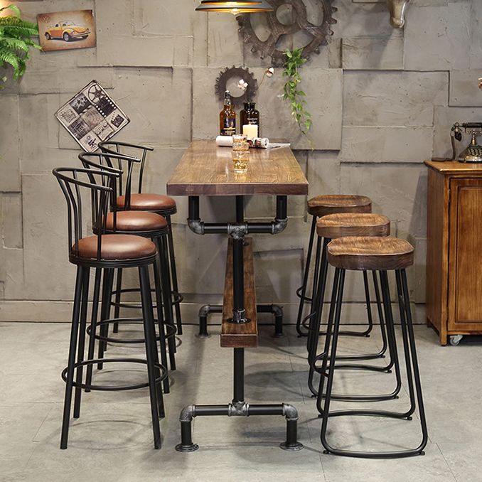 Industrial Style Wood Bar Height Table with Rectangle Table Top Trestle Table - 42" H Clearhalo 'Bar Furniture' 'Bar Tables' 'bar_tables' 'furn' 'furn_bar_tables' 'Furniture' 'furniture_bar_tables' 'Kitchen & Dining Furniture' 1200x1200_e4595145-12b9-4014-a62f-fda04fc9d4cc