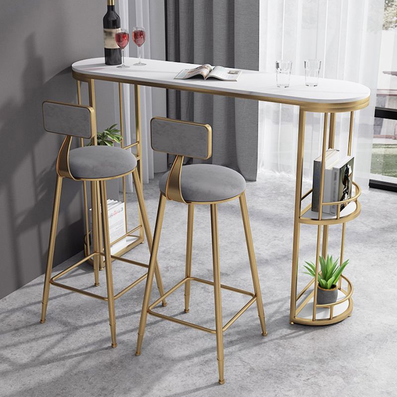Glam White Stone Bar Dining Table Oval Indoor Bistro Table with Shelve Clearhalo 'Bar Furniture' 'Bar Tables' 'bar_tables' 'furn' 'furn_bar_tables' 'Furniture' 'furniture_bar_tables' 'Kitchen & Dining Furniture' 'kitchen&dining_furn' 'kitchen' 1200x1200_e459e58a-9dfe-44a4-96cd-46110f07bd08