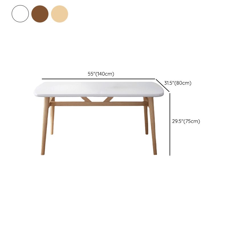 Hedendaagse rechthoekige houten eettafel met ijzeren schok voor 2-4 personen