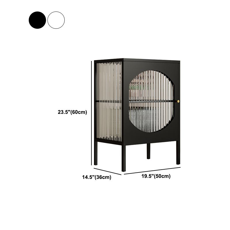 Glam -dressoir met glazen deur keukenserver met metalen frame