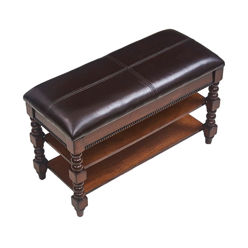Rectangle 18.9"H Brown Entryway Bench Traditional Upholstered Seating Bench with Storage Clearhalo 'Benches' 'Chairs & Seating' 'furn' 'furn_benches' 'Furniture' 'Living Room Furniture' 1200x1200_e45e081a-3b15-4c06-be88-747e9a115b9a