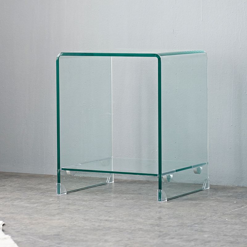 Mesa de trineo de la mesa cuadrada de vidrio contemporánea con estante