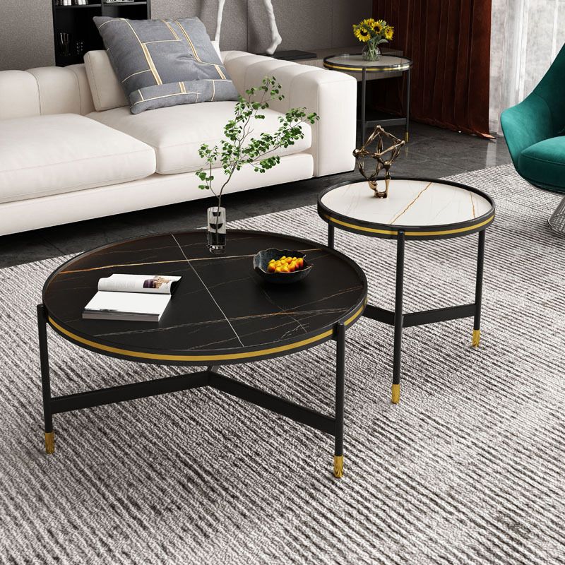 Round Slate 3 Legs Coffee Cocktail Table 2-Piece Coffee Table Set Clearhalo 'Coffee & Accent Tables' 'Coffee Tables' 'coffee_tables' 'furn' 'furn_coffee_tables' 'Furniture' 'Living Room Furniture' 1200x1200_e4607c4b-8e22-476f-9ec9-5d8f3cc6277a