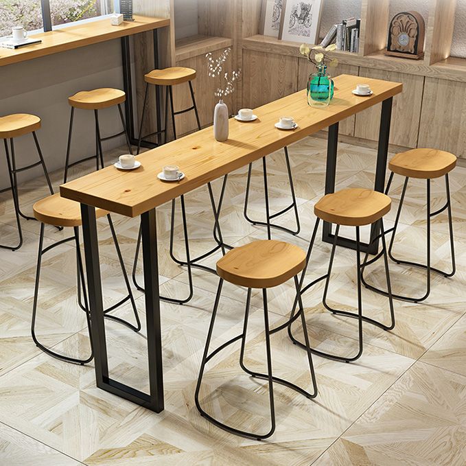 Modern Natural Pub Dining Set 1/2/4/5/7 Pieces Wood and Metal Bar Pub Table Set Clearhalo 'Bar Furniture' 'furn' 'furn_home_bar_bar_sets' 'Furniture' 'Home Bars & Bar Sets' 'home_bar_bar_sets' 'Kitchen & Dining Furniture' 1200x1200_e460ca50-fa69-402d-aa8d-64fa00661554