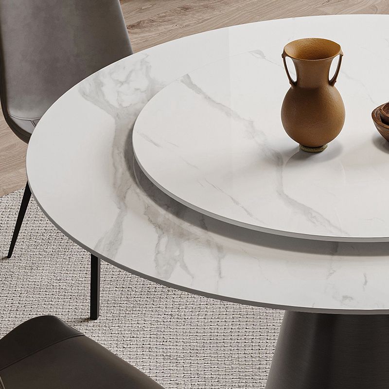 ラウンドテーブルの家具付き1/4/5の白い石のトップダイニングルームセット