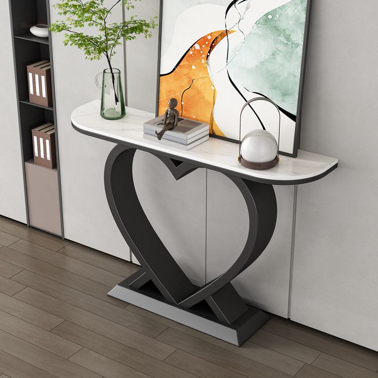 Zeitgenössischer Halbmondkonsole Tisch antikes Finish -Konsole -Sofa -Tisch