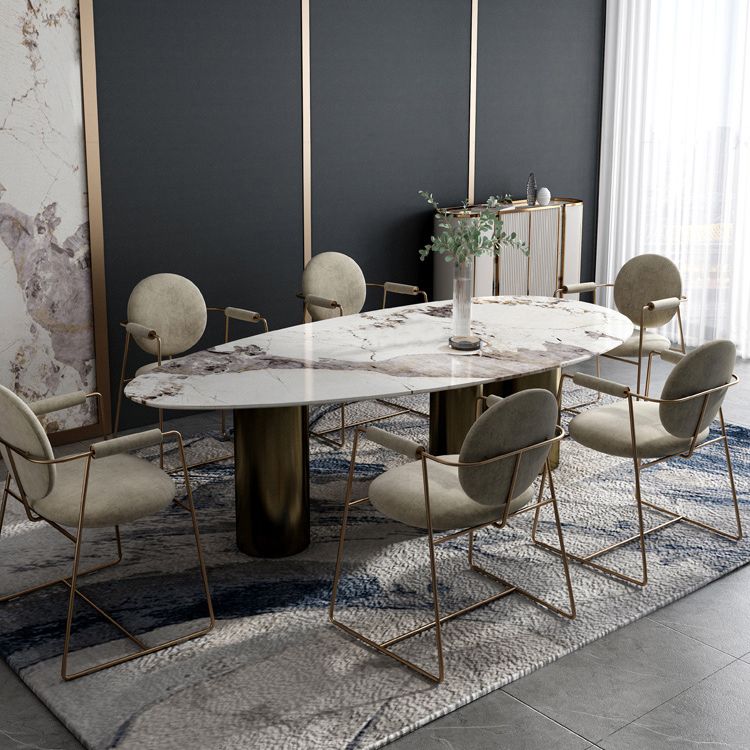 Traditional Luxury Oval Dining Table White Sintered Stone Dining Table with 3 Legs Clearhalo ' dining_table' 'Dining Tables & Seating' 'Dining Tables' 'furn' 'furn_dining_table' 'Furniture' 'furniture_dining_table' 'Kitchen & Dining Furniture' 'kitchen&dining_furn' 'kitchen' 'kitchen_dining_table' 1200x1200_e4664700-1566-41b4-b2c4-ae22863a621a