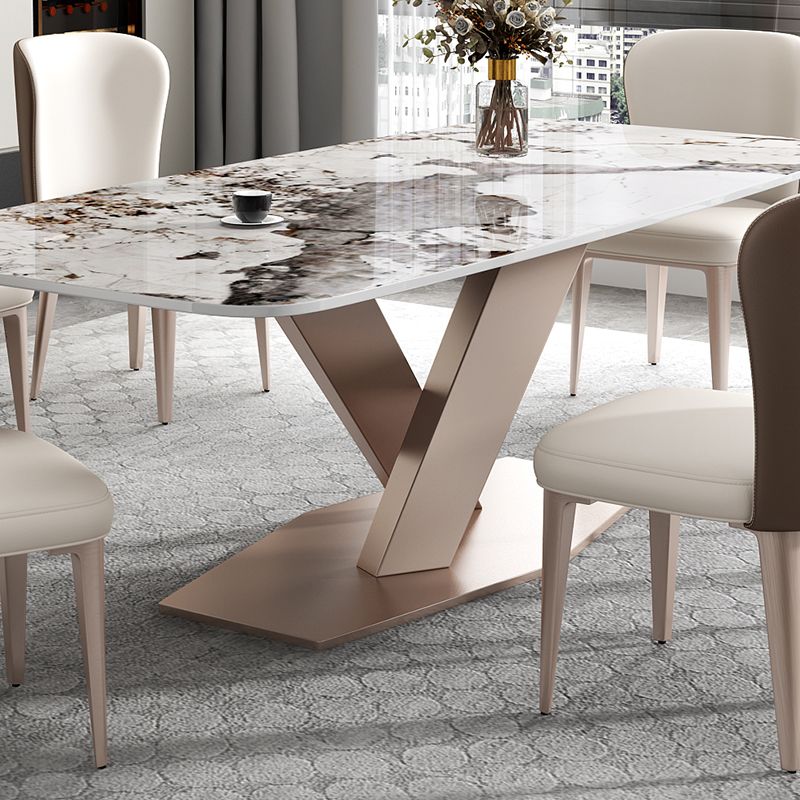 Metal Traditional Luxury Rectangle Table Sintered Stone Top Table with Pedestal Base Clearhalo ' dining_table' 'Dining Tables & Seating' 'Dining Tables' 'furn' 'furn_dining_table' 'Furniture' 'furniture_dining_table' 'Kitchen & Dining Furniture' 'kitchen&dining_furn' 'kitchen' 'kitchen_dining_table' 1200x1200_e4667b19-213c-4e61-9130-311d1f65a054