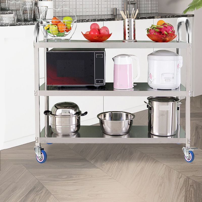 Modern Style Metal Prep Table Rectangular Rolling Prep Table for Dining Room Clearhalo 'furn' 'furn_kitchen_islands_carts' 'Furniture' 'Kitchen & Dining Furniture' 'Kitchen Islands & Carts' 'kitchen_islands_carts' 1200x1200_e466ca91-54ec-4a03-9d75-e2aee64c4d5b