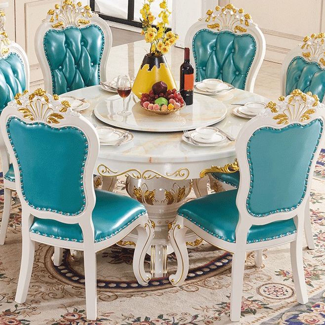 Victorian Style Stone Dining Table Round Dining Table with Wooden Base Clearhalo ' dining_table' 'Dining Tables & Seating' 'Dining Tables' 'furn' 'furn_dining_table' 'Furniture' 'furniture_dining_table' 'Kitchen & Dining Furniture' 'kitchen&dining_furn' 'kitchen' 'kitchen_dining_table' 1200x1200_e46a2bdd-6145-413f-9cce-3dea3ab763fa