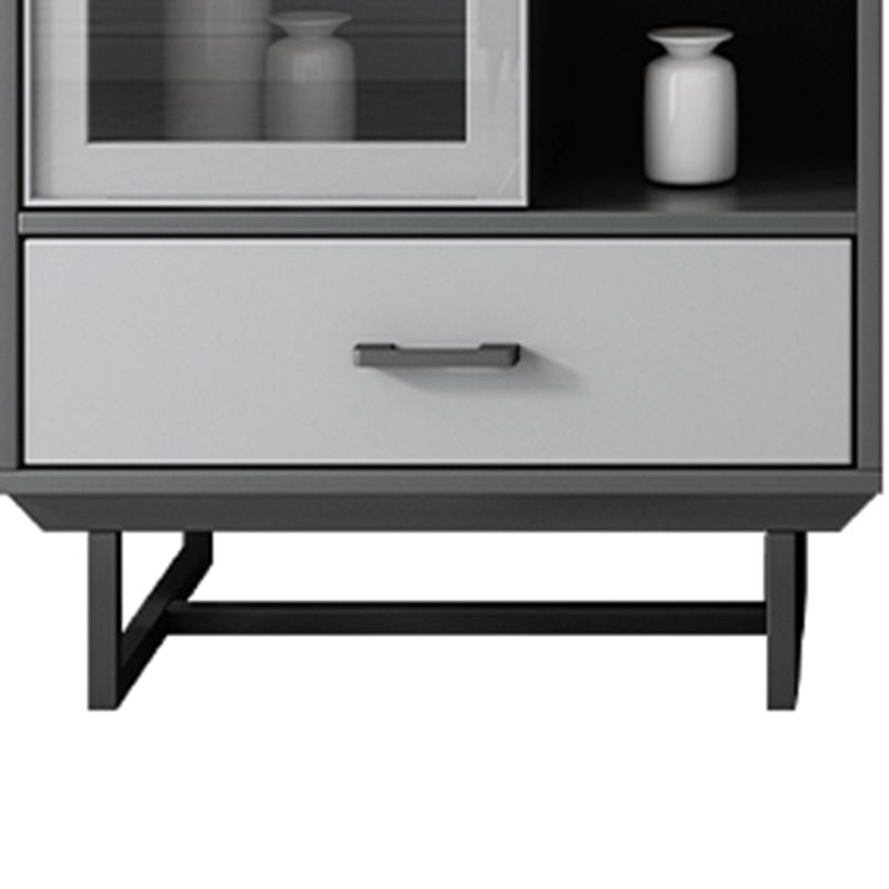 Faux Wood Modern Display Cabinet Glass Doors Storage Cabinet with Drawers for Bedroom Clearhalo 'Display & China Cabinets' 'display_china_cabinets' 'furn' 'furn_display_china_cabinets' 'Furniture' 'Kitchen & Dining Furniture' 1200x1200_e46b9f8c-a556-49a3-b3af-9612f815cdea