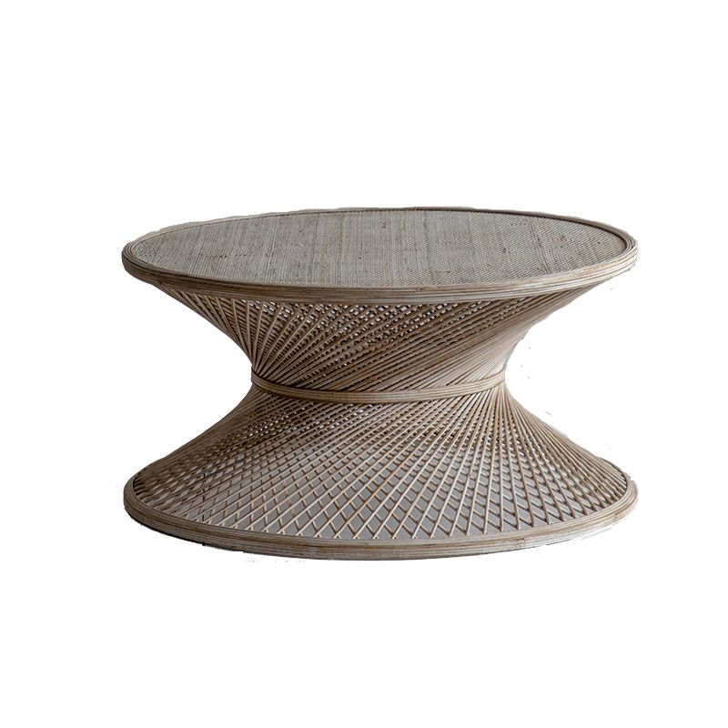 Farmhouse Bamboo Accent Side Table Geometric End Slide Table