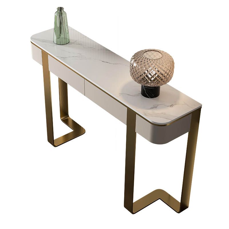 Tavolo da console a mezzaluna moderna Tabella di divano console in pietra in oro/grigio/nero