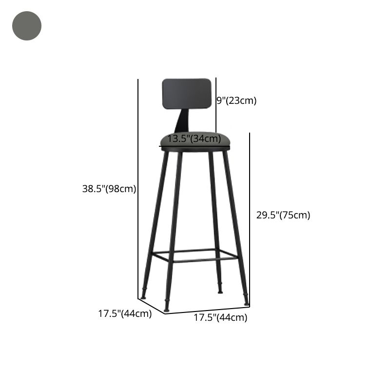 Modern Backrest Counter Stool Iron Cafe Bar Stool with Leather Cushion and Pedal Clearhalo 'Bar Furniture' 'Bar Stools' 'bar_stools' 'furn' 'furn_bar_stools' 'Furniture' 'furniture_bar_stools' 'Kitchen & Dining Furniture' 1200x1200_e46e0535-b04c-4b4a-a8bd-dc57ca40ac0f