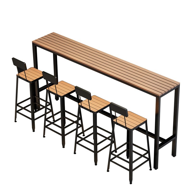 Wood Bar Dining Table Industrial Rectangle Bar Table with Trestle for Milk Tea Shop Clearhalo 'Bar Furniture' 'Bar Tables' 'bar_tables' 'furn' 'furn_bar_tables' 'Furniture' 'furniture_bar_tables' 'Kitchen & Dining Furniture' 1200x1200_e46e8fd8-e229-4c21-a236-d02a16de7587