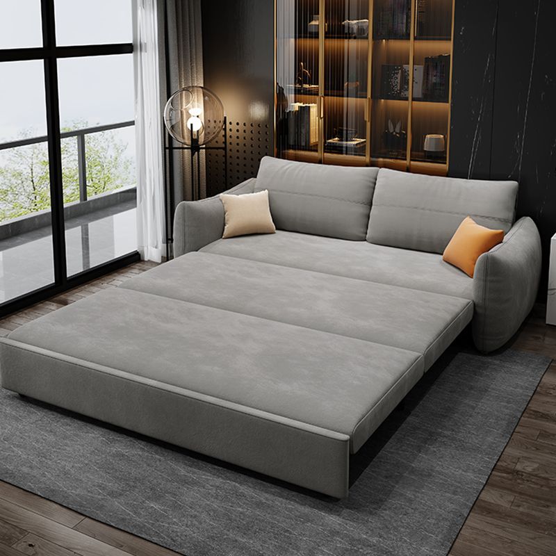 Contemporary Fabric Sofa Bed 34.65"H Square Arm Sofa Bed with Bolster Pillows,Gray Clearhalo 'furn' 'furn_sofas' 'Furniture' 'furniture_sofas' 'kitchen' 'kitchen_sofas' 'Living Room Furniture' 'Sofa' 'sofas' 1200x1200_e473dc44-b23b-42cf-9ada-4c6fd15e6d83