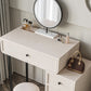 Vanity di trucco da tavolo in legno bianco bianco contemporaneo con cassetti