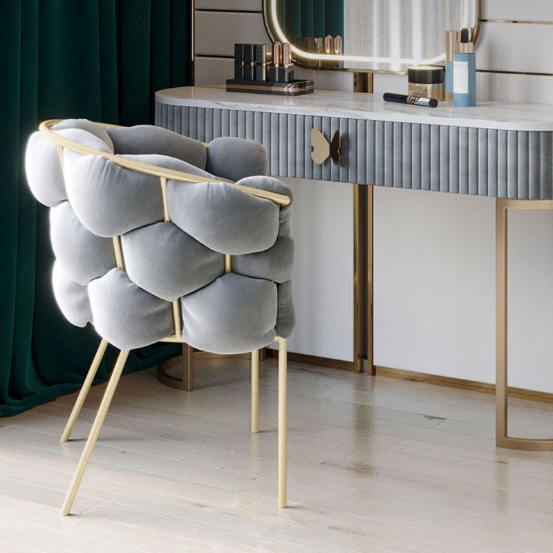 Nordic Design Armless Chair Velvet Solid Back Dining Chairs for Home