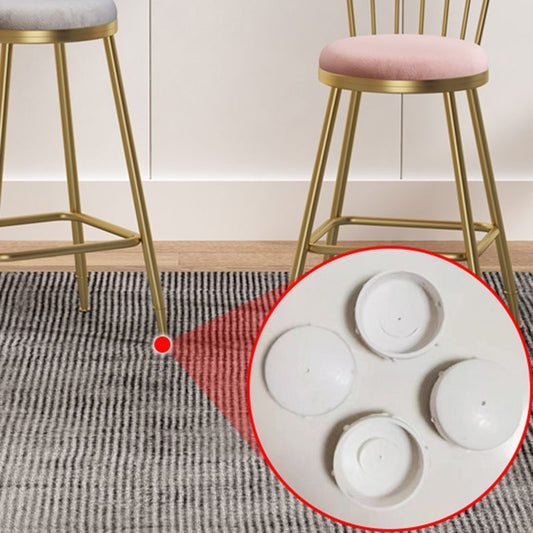 Glam Backrest Armless Counter Stool Iron Bar Stool with Velvet Cushion and Pedal for Cafe Clearhalo 'Bar Furniture' 'Bar Stools' 'bar_stools' 'furn' 'furn_bar_stools' 'Furniture' 'Kitchen & Dining Furniture' 1200x1200_e476f918-4bf5-496c-9cfb-baac1cd53592