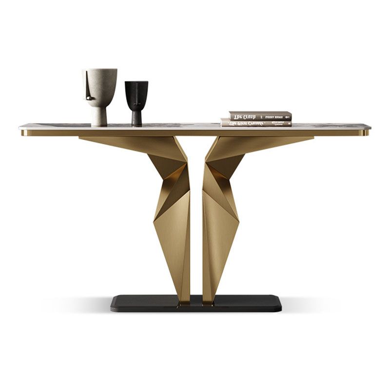 Rectangle Contemporary Console Table Gold/Black Stone Console Sofa Table