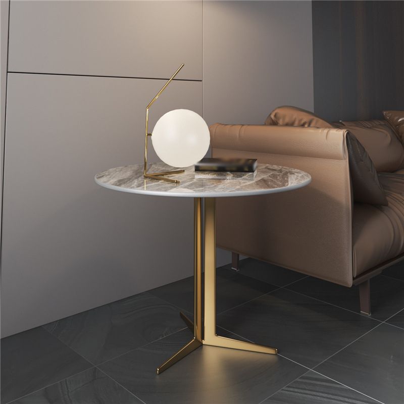 Crossed Base Design Rock Plate Top Fon Gold / Noir Table d'appoint Round Round