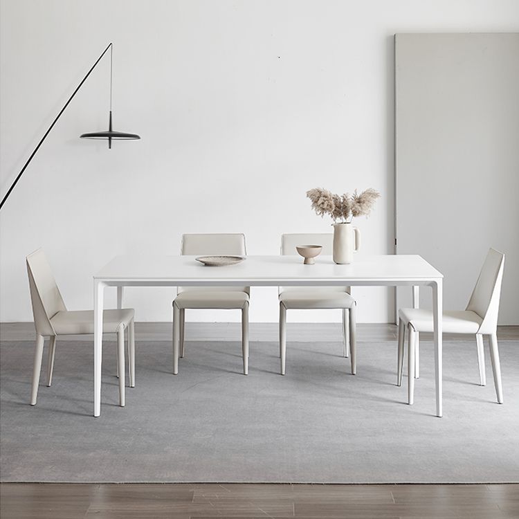 Industrial Rectangle White Dining Table Sintered Stone Standard Dining Table for Kitchen Clearhalo ' dining_table' 'Dining Tables & Seating' 'Dining Tables' 'Furniture' 'furniture_dining_table' 'Kitchen & Dining Furniture' 'kitchen&dining_furn' 'kitchen' 'kitchen_dining_table' 1200x1200_e478e47c-e00d-4fd4-bcda-20d0da9f7530