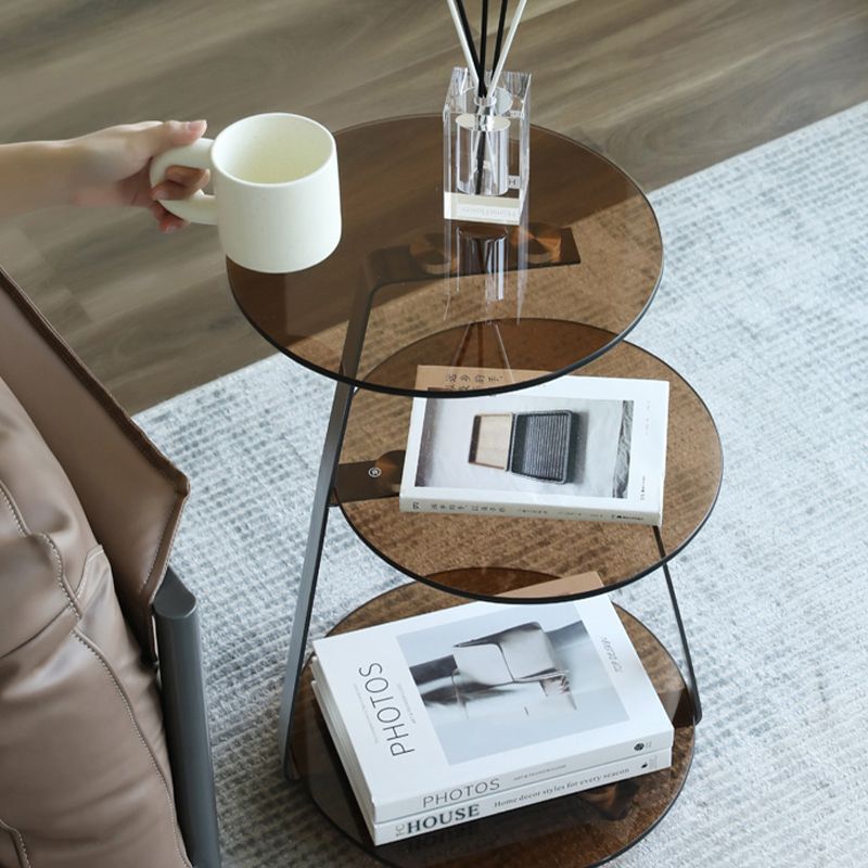 Modern Corner Table Round 3-Tier Side End Table with Storage
