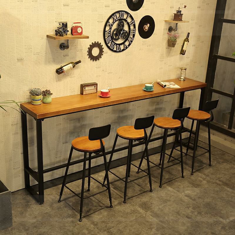 Industrial Rectangle Bistro Bar Desk Coffee Shop Trestle Bistro Bar Table Clearhalo 'Bar Furniture' 'Bar Tables' 'bar_tables' 'furn' 'furn_bar_tables' 'Furniture' 'Kitchen & Dining Furniture' 1200x1200_e47ab06c-fc06-4aa6-9ce3-8793c796f8b1
