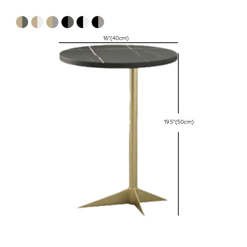 Modern Round Slate Side Table Pedestal Corner Table for Living Room