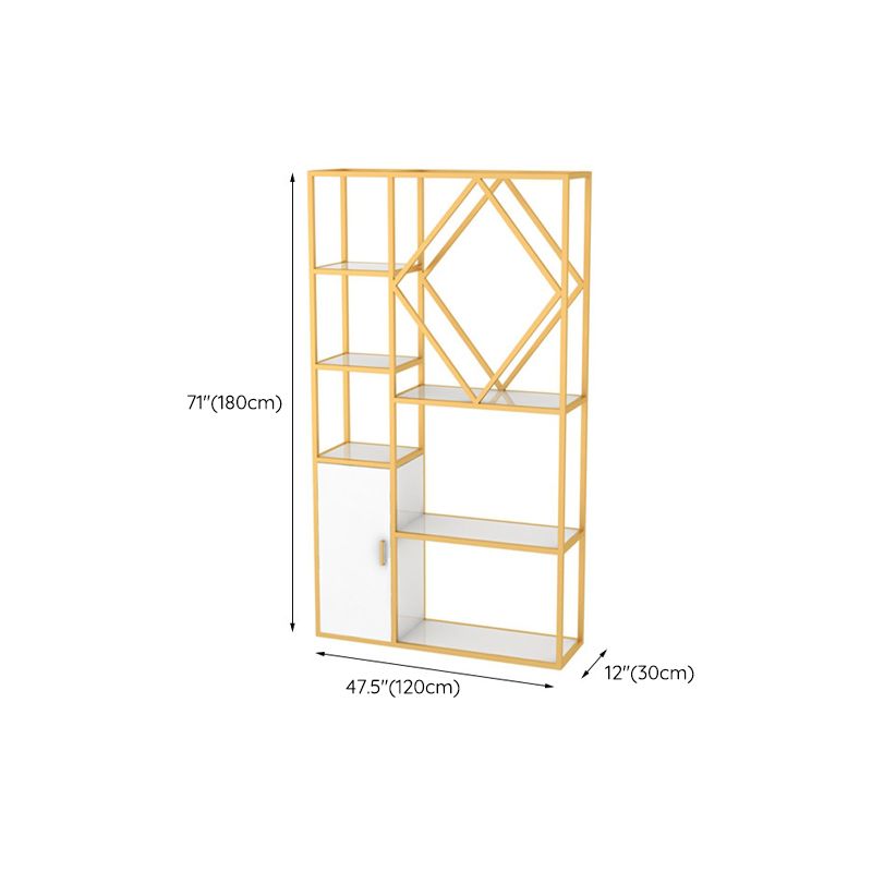 Modern Bookcase Gold Metal Open Back Shelf Bookcase with Shelves for Living Room Clearhalo 'Bookcases' 'furn' 'furn_bookcases' 'Furniture' 'Office Furniture' 1200x1200_e47c44c8-d587-4fff-86d3-be044bc7ebb4