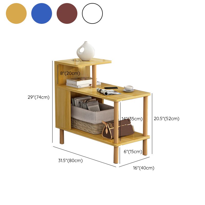 Madera de madera de 4 patas Fin de la mesa del extremo lateral moderno con estante
