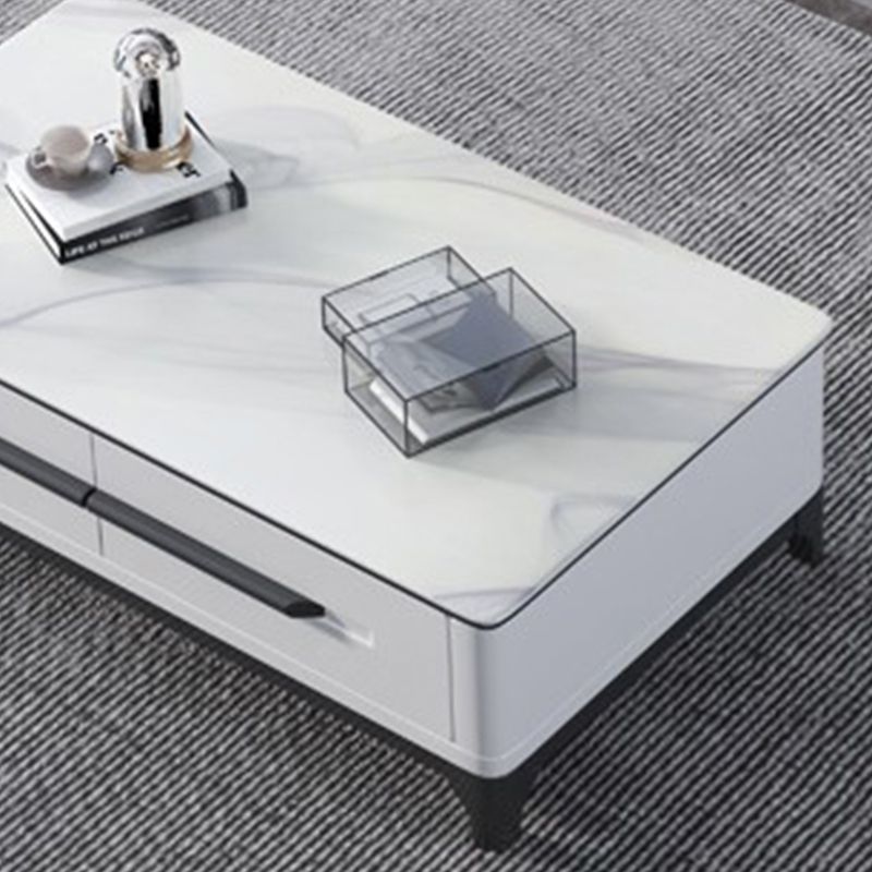 Slate Rectangular Coffee Table with 4 Storage Drawers and 4 Legs Clearhalo 'Coffee & Accent Tables' 'Coffee Tables' 'coffee_tables' 'furn' 'furn_coffee_tables' 'Furniture' 'Living Room Furniture' 1200x1200_e47dddb3-b24b-45dd-88f4-c9044a78a705
