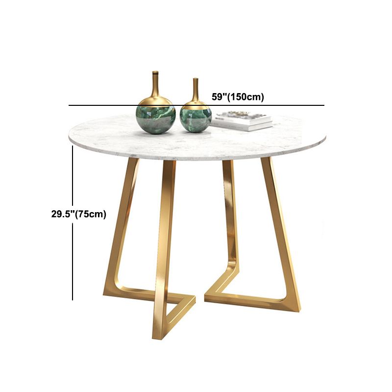 Glam Style Stone Table for Restaurant Round Table with Gold Pedestal Clearhalo 'Dining Tables & Seating' 'Dining Tables' 'dining_table' 'furn' 'furn_dining_table' 'Furniture' 'Kitchen & Dining Furniture' 1200x1200_e47fa705-d6bf-4980-8ed7-39ccd0267f0d