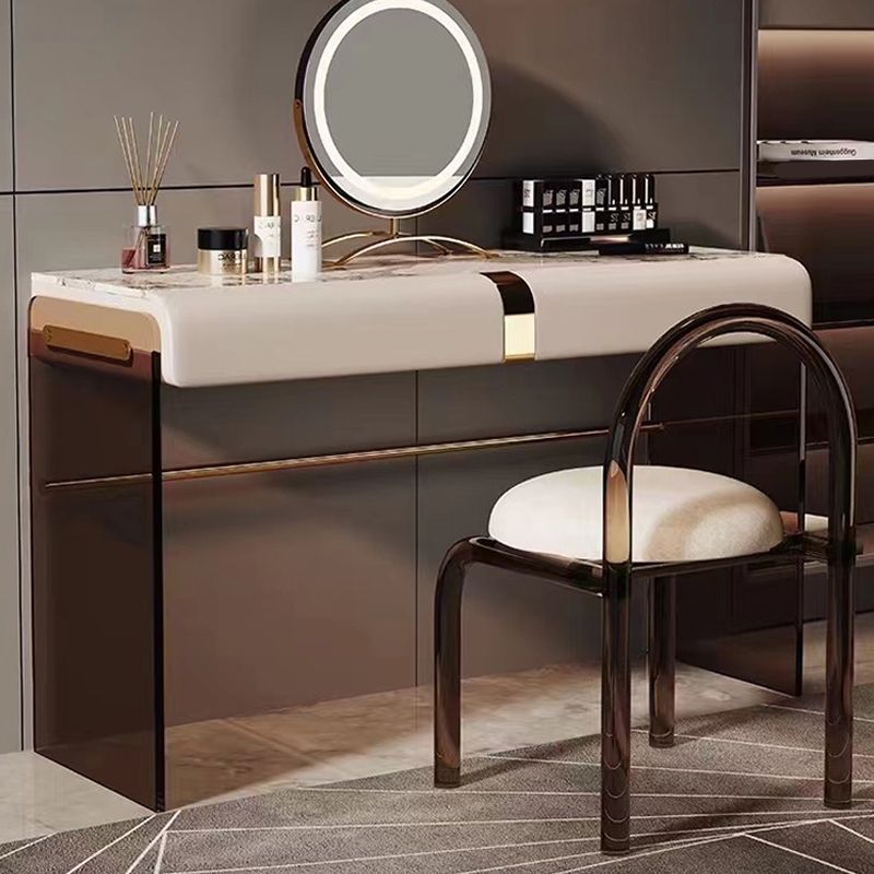 Scandinavian 30.7" Height Slate Top Table Makeup Vanity with Drawers