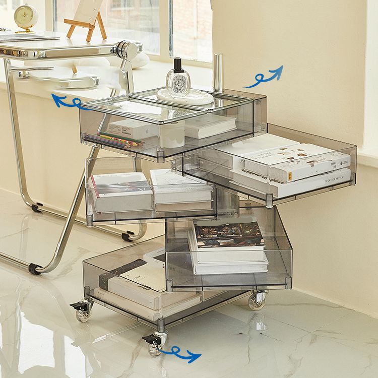 Comodino in plastica a cinque cassetti da 28 "he tavolo notturno con ruote