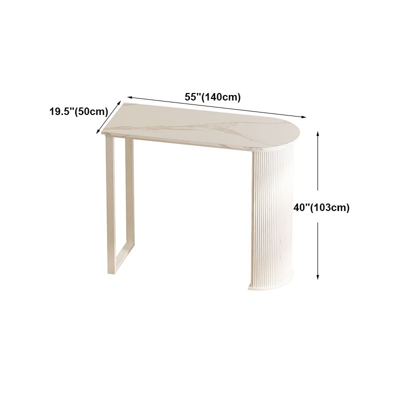 Industrial White Stone Pub Bar Table Indoor Steel Bar Dining Table with Double Pedestal Clearhalo 'Bar Furniture' 'Bar Tables' 'bar_tables' 'furn' 'furn_bar_tables' 'Furniture' 'furniture_bar_tables' 'Kitchen & Dining Furniture' 1200x1200_e480a3bc-38d1-4e7f-8131-bcee6fd2f85b