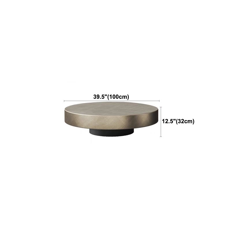 Block Base Design Cocktail Table Gold Metal Top Black Base Round Coffee Table Clearhalo 'Coffee & Accent Tables' 'Coffee Tables' 'coffee_tables' 'furn' 'furn_coffee_tables' 'Furniture' 'furniture_coffee_tables' 'Living Room Furniture' 1200x1200_e480b17f-fd10-4956-9626-e362593fde02