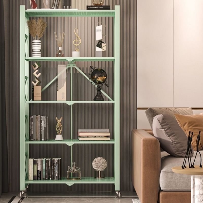 Folding Steel Industrial Etagere Bookshelf Open Bookshelf with Caster Wheels Clearhalo 'Bookcases' 'furn' 'furn_bookcases' 'Furniture' 'furniture_bookcases' 'Office Furniture' 1200x1200_e482c25d-381b-4e7c-b6ce-a2195f274775