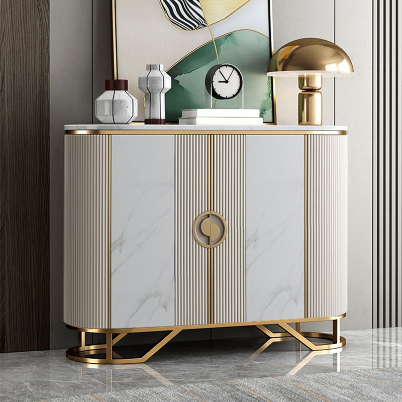 Glamstil Sideboard Marmor Glastüren Seitenbrett mit Schränken