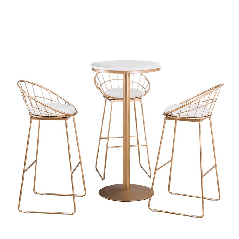 Glam White Faux Marble Pub Bar Table Indoor Gold Bar Dining Table Fixed Table, Only Table Clearhalo 'Bar Furniture' 'Bar Tables' 'bar_tables' 'furn' 'furn_bar_tables' 'Furniture' 'furniture_bar_tables' 'Kitchen & Dining Furniture' 'kitchen&dining_furn' 'kitchen' 1200x1200_e484dac2-0da6-4480-9192-48b5c7c74be7